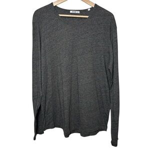 Buck Mason Shirt Mens XL Gray Charcoal Knit Pullover Crew Neck Long Sleeve Lux